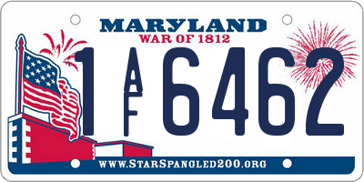 MD license plate 1AF6462