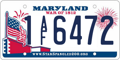 MD license plate 1AF6472