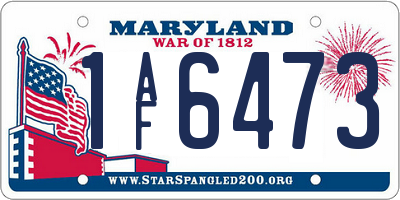 MD license plate 1AF6473