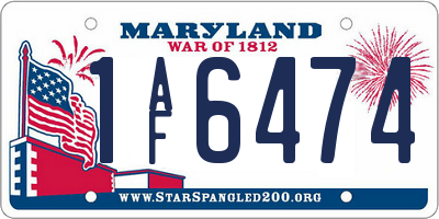 MD license plate 1AF6474