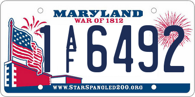 MD license plate 1AF6492