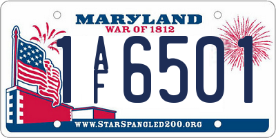 MD license plate 1AF6501
