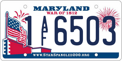MD license plate 1AF6503