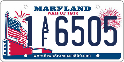MD license plate 1AF6505