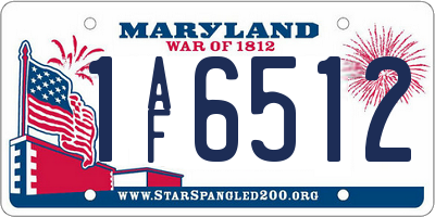 MD license plate 1AF6512