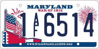MD license plate 1AF6514