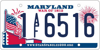 MD license plate 1AF6516