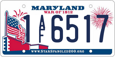 MD license plate 1AF6517