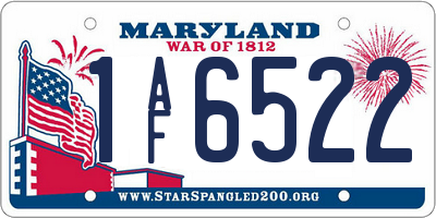 MD license plate 1AF6522