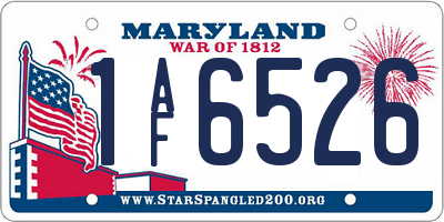MD license plate 1AF6526