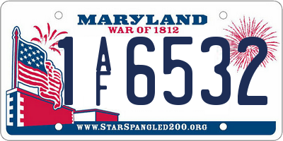 MD license plate 1AF6532