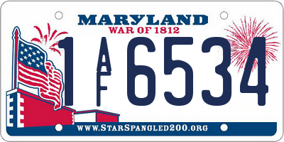 MD license plate 1AF6534