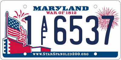 MD license plate 1AF6537