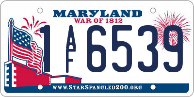 MD license plate 1AF6539