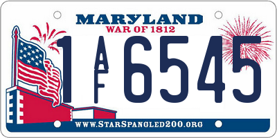 MD license plate 1AF6545