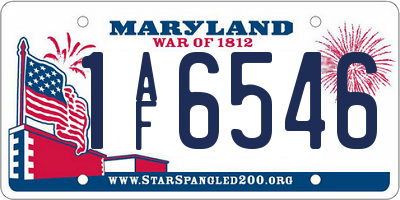 MD license plate 1AF6546