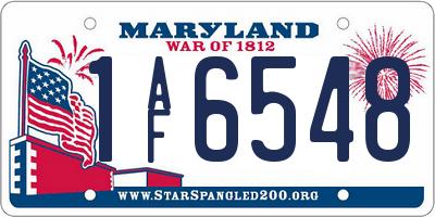 MD license plate 1AF6548