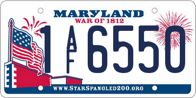 MD license plate 1AF6550
