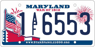 MD license plate 1AF6553