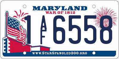 MD license plate 1AF6558