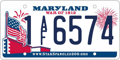 MD license plate 1AF6574