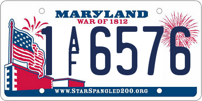 MD license plate 1AF6576