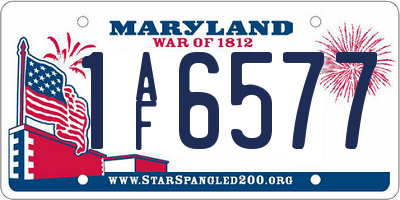 MD license plate 1AF6577