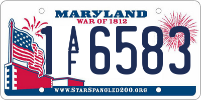 MD license plate 1AF6583