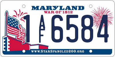 MD license plate 1AF6584