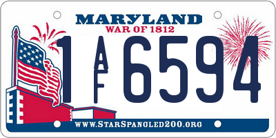 MD license plate 1AF6594