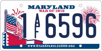 MD license plate 1AF6596