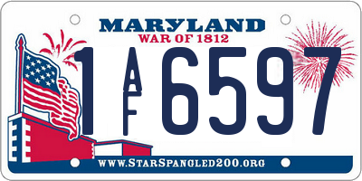 MD license plate 1AF6597