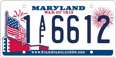 MD license plate 1AF6612