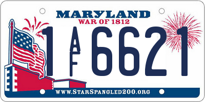 MD license plate 1AF6621