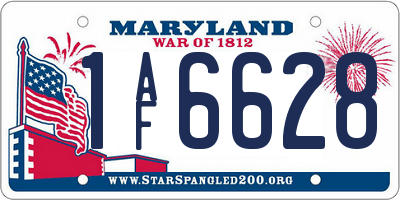 MD license plate 1AF6628