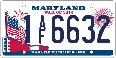 MD license plate 1AF6632