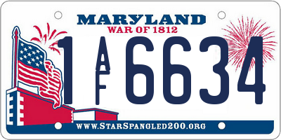 MD license plate 1AF6634