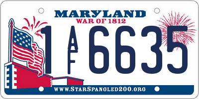 MD license plate 1AF6635