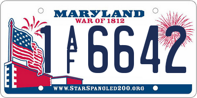 MD license plate 1AF6642