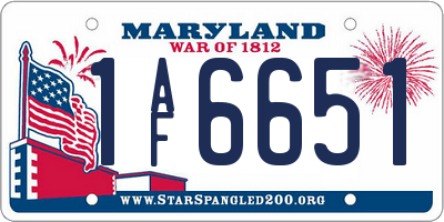 MD license plate 1AF6651