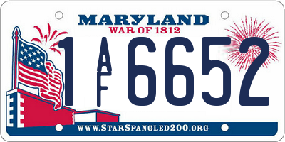 MD license plate 1AF6652