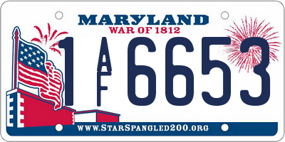 MD license plate 1AF6653