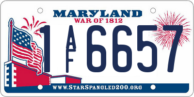 MD license plate 1AF6657