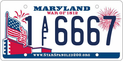 MD license plate 1AF6667