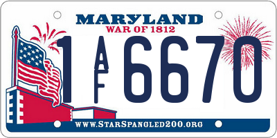 MD license plate 1AF6670
