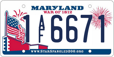 MD license plate 1AF6671