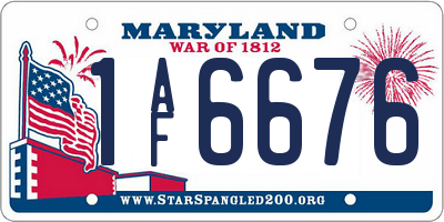 MD license plate 1AF6676