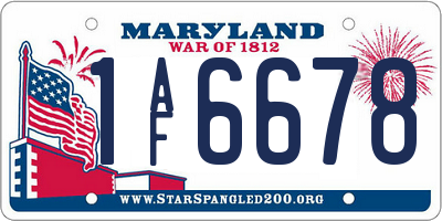 MD license plate 1AF6678