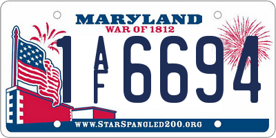 MD license plate 1AF6694