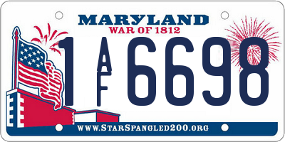 MD license plate 1AF6698
